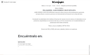 opiniones soobre el servicios de Peluquería el Corte Inglés.